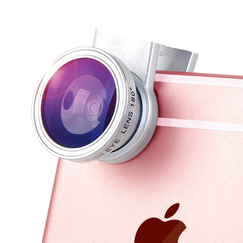 Universal 3 In 1 Clip Fisheye Lens Camera Fish Eye Wide Angle Macro Lenses for Iphone 7 6 6s 5 4s Samsung Huawei Sony Smartphone