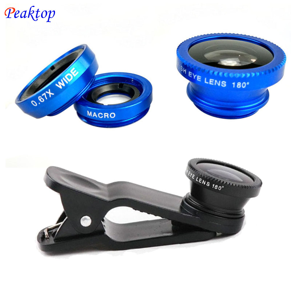 Fisheye Wide Angle Micro Lenses 3 in 1 Universal Mobile Phone Lens Camera For Samsung Galaxy S8 S7 S6 Edge Note 5 J7 J5 A7 A5 A3