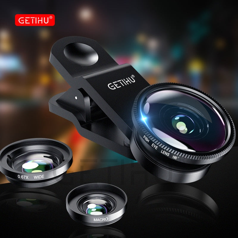 GETIHU Wide Angle Macro Lenses Universal Mobile Phone Lens Fisheye Camera Fish eye For iPhone XS MAX XR X 8 7 6S Samsung Lentes