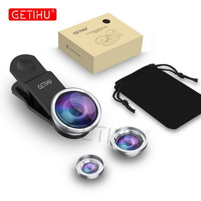 GETIHU Wide Angle Macro Lenses Universal Mobile Phone Lens Fisheye Camera Fish eye For iPhone XS MAX XR X 8 7 6S Samsung Lentes